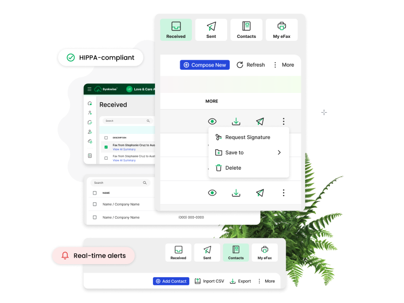 Synkwise Fax workflow interface